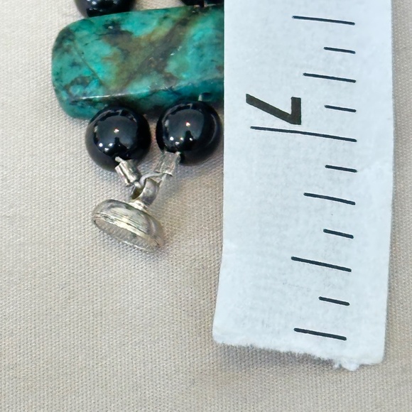 Chrysocolla & Black Onyx bracelet. Rectangles & spheres. Magnetic clasp - Picture 6 of 13